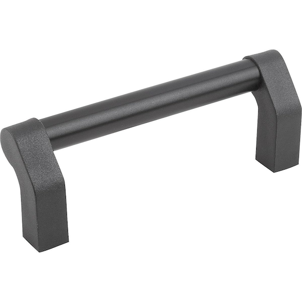 Tubular Handle Angled L=140 Aluminum, Black Anodized, Comp:Polyamide, A=128, D=M04